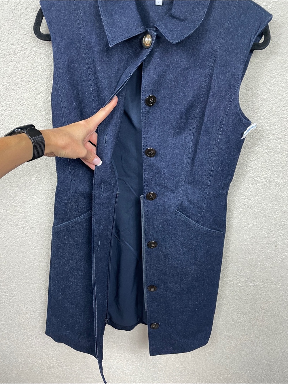New Veronica Beard Serina Cotton Blend Mini Dress Denim Sz 8 - Picture 8 of 14